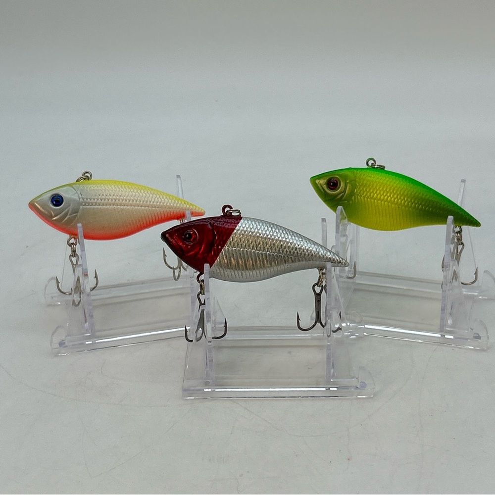 Lot Of 3 Vtg Lipless Crank Rattle Trap Lures 2.5” Big Bass Lures Neon(New No Box